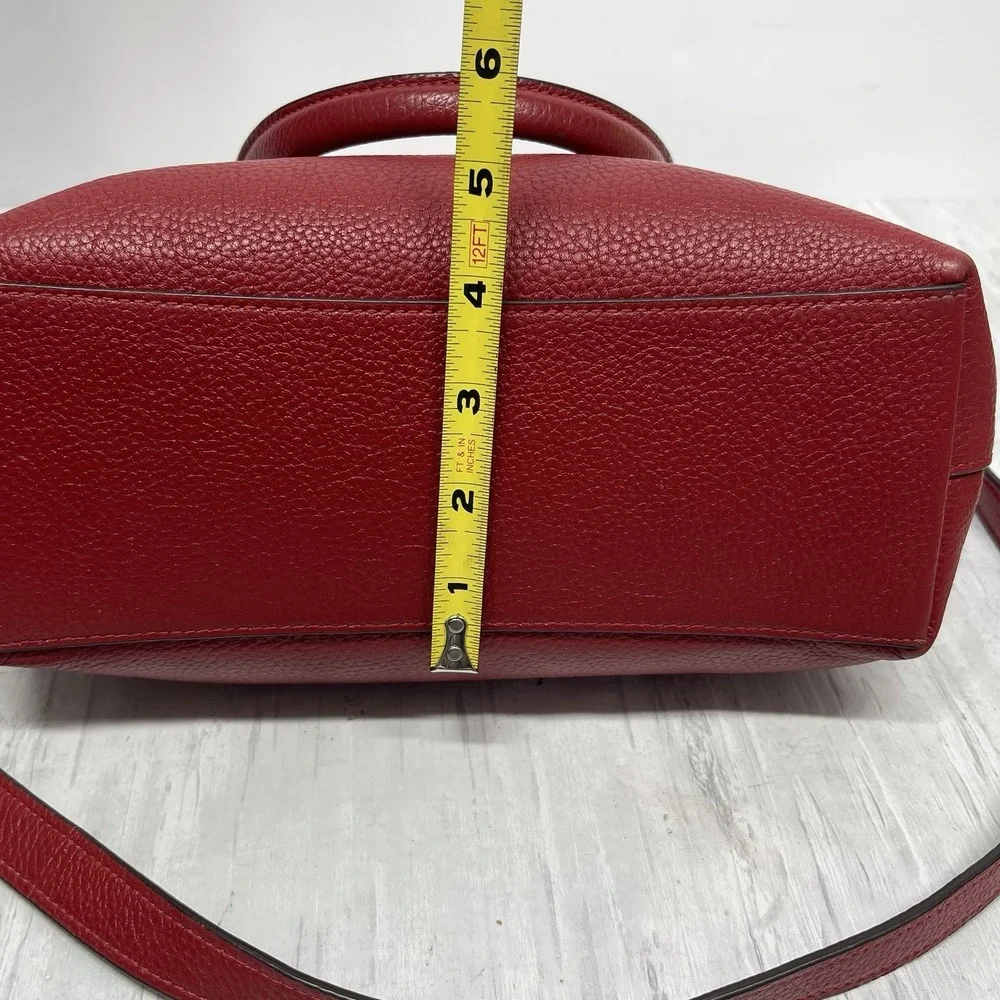 Coach Remi 1317 Satchel True Red Pebbled‎ Leather Crossbody Handbag Preowned